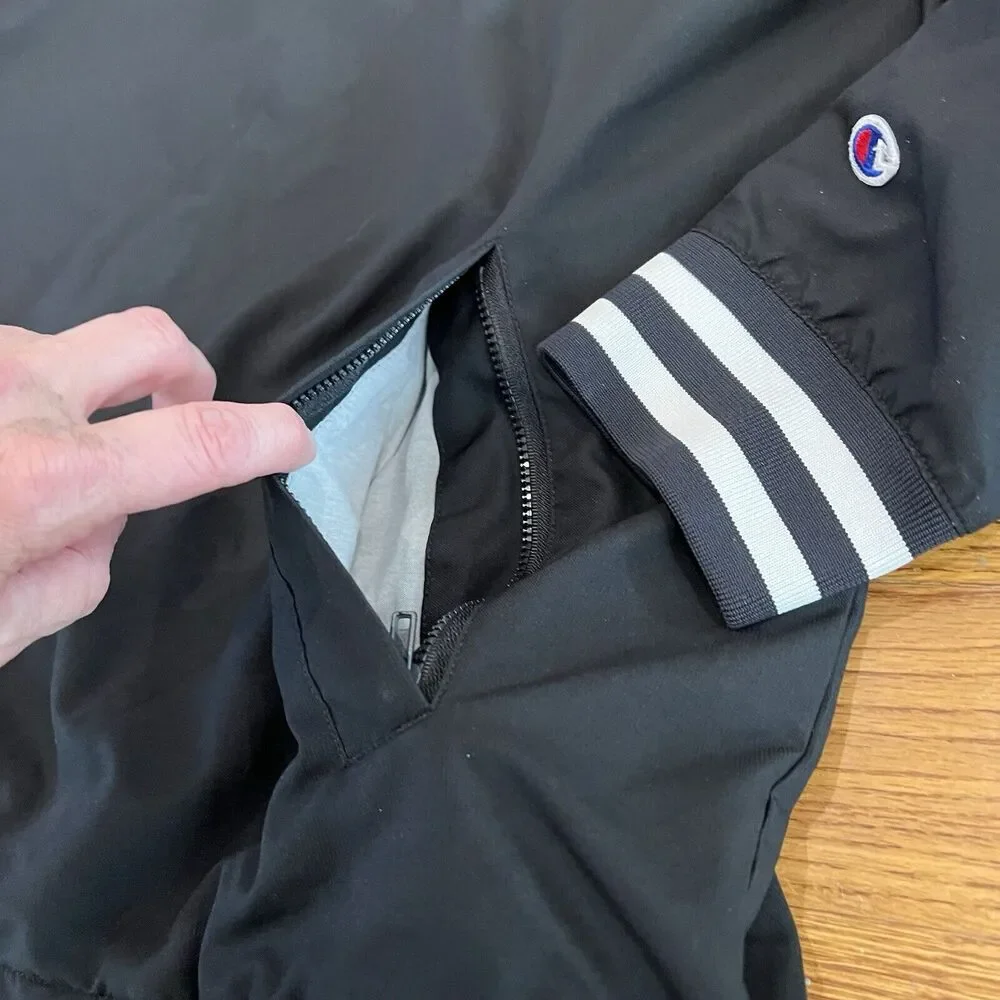 Champion Jacket Mens Medium Scout Baseball Stadium Wind‎ Water Resistant Black